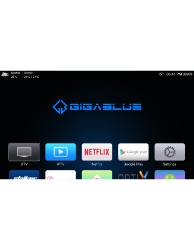 Gigablue X1 Pro 4K – Decodificador satélite & TV Box Android 12 para IPTV/OTT y reproductor multimedia | Interfaz