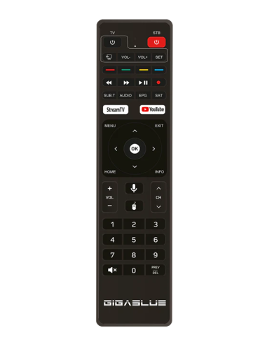 Gigablue X1 Pro 4K – Decodificador satélite & TV Box Android 12 para IPTV/OTT | Mando a distancia RCU