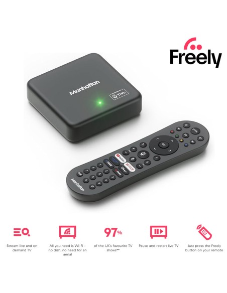 Comprar Manhattan Aero 4K TV Streamer con Freely en España | Canales de Reino Unido por internet