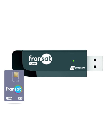 Clé TV Fransat UHD: USB para ver los canales franceses de la TNT por satélite vía Eutelsat 5ºO | Incl. tarjeta