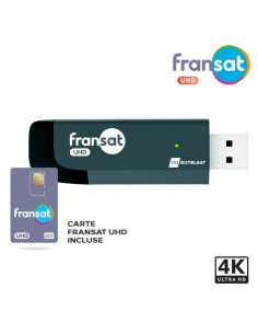 Clé TV Fransat UHD: USB para ver los canales franceses de la TNT por satélite vía Eutelsat 5ºO | Incl. tarjeta