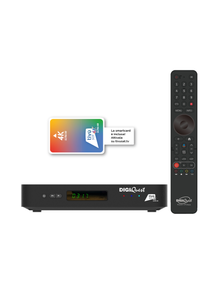 Digiquest AX3 Tivusat 4K Ultra UHD | Decodificador Oficial con Android TV, mando con Google Assistant y tarjeta incluida