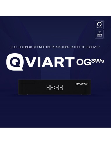 Qviart OG3ws: Receptor satélite OTT Linux Multistream | IPTV Stalker, Xtream, M3U | WiFi 2.4 GHz | YouTube y multimedia