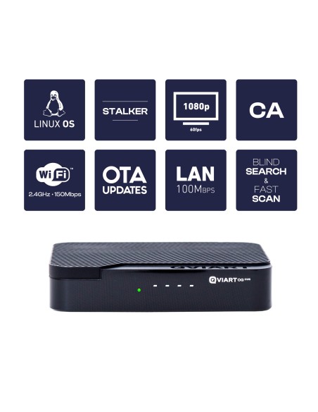 Qviart OG3ws: Receptor satélite OTT Linux Multistream | IPTV Stalker, Xtream, M3U | WiFi 2.4 GHz | YouTube y multimedia