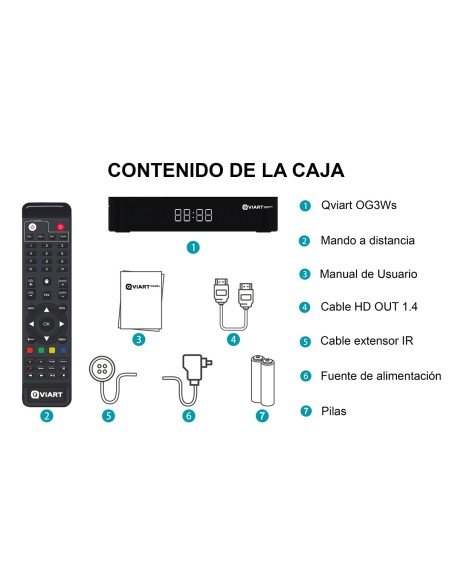 Qviart OG3ws: Receptor satélite OTT Linux Multistream | IPTV Stalker, Xtream, M3U | WiFi 2.4 GHz | YouTube y multimedia