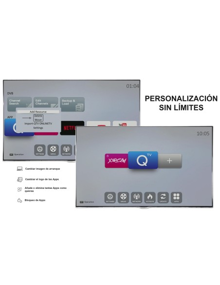 Qviart OG3ws: Receptor satélite OTT Linux Multistream | IPTV Stalker, Xtream, M3U | WiFi 2.4 GHz | YouTube y multimedia