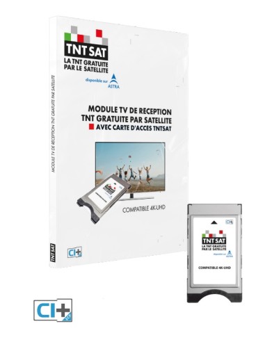 TNTSAT Módulo CI+ Compatible 4K - Incluye tarjeta con 3 años de acceso a canales franceses del satélite Astra 19,2ºE
