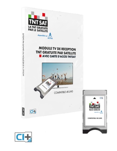 TNTSAT Módulo CI+ Compatible 4K - Incluye tarjeta con 3 años de acceso a canales franceses del satélite Astra 19,2ºE
