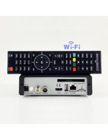 Zgemma H8.2H + | Receptor Linux Enigma2 Combo (Satélite, TDT y Cable). Wifi incorporado. Trasera, conexiones y mando
