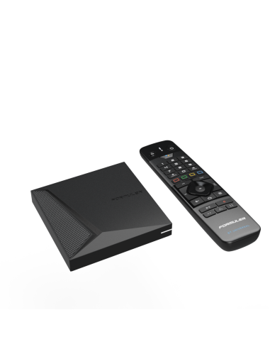 Formuler Z12 Pro: IPTV | Frontal y lateral receptor, y mando a distancia Bluetooth BT1 con control por voz