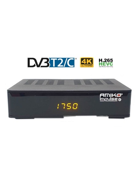 Receptor TDT 4K Amiko Impulse 4K - DVB-T2/C, 4K Ultra HD 2160p, H.265 HEVC, Lector de tarjetas, Grabación y Timeshift