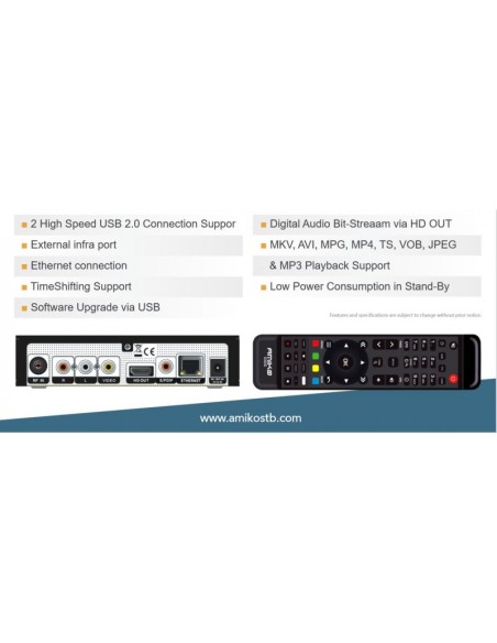 Receptor TDT 4K Amiko Impulse 4K con Ethernet, TimeShift, Salida de audio digital, MKV, AVI, MPG, MP4, ...