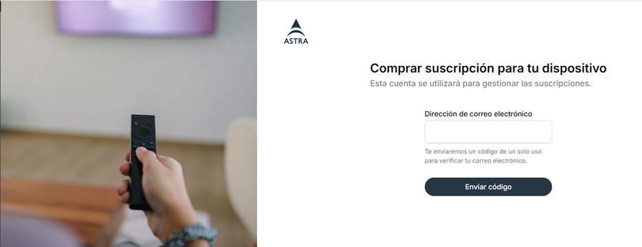 Página oficial de activación de Astra TV